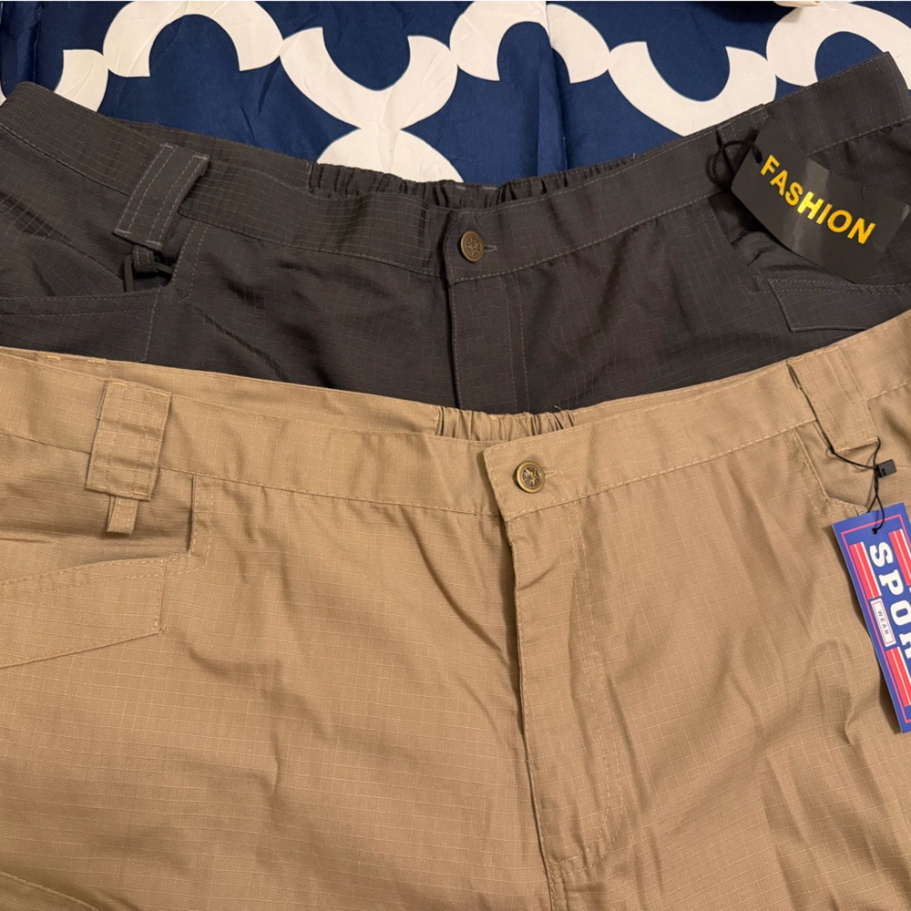 Two-Pair Lightweight Cargo Shorts - Khaki & Black
